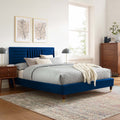 Navy Channel Tufted Performance Velvet Twin Platform Bed I9246