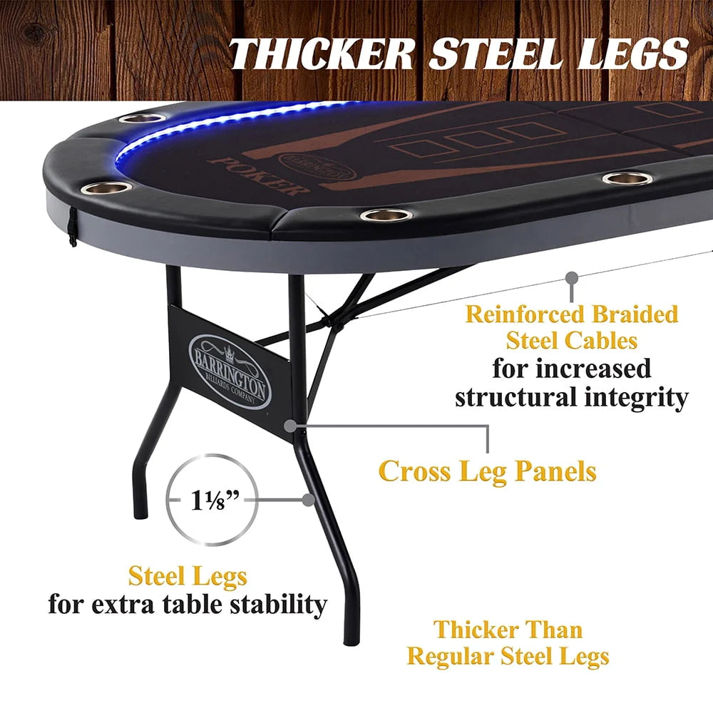 10-Player Poker Table with LED Lights B260