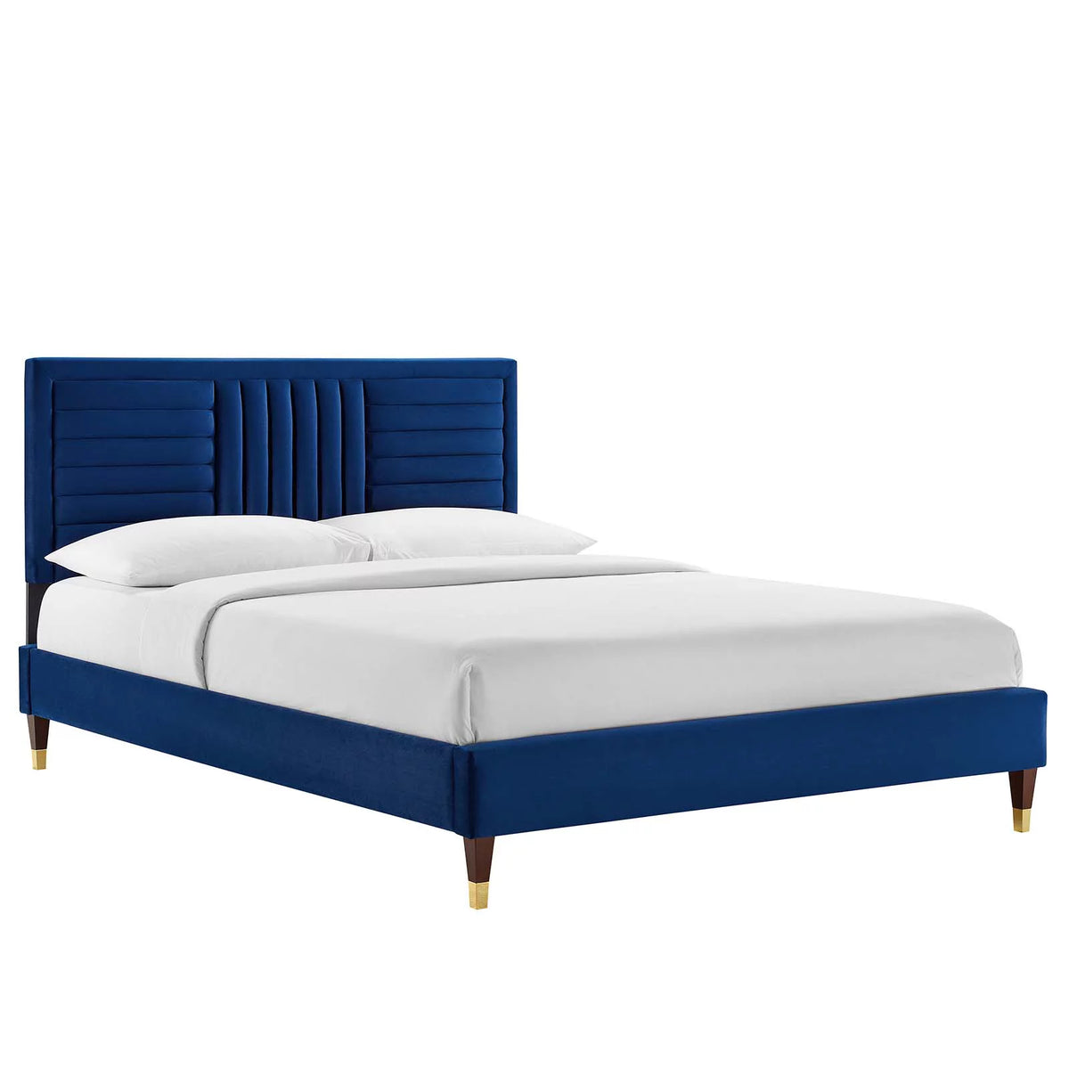 Navy Channel Tufted Performance Velvet Twin Platform Bed I9246