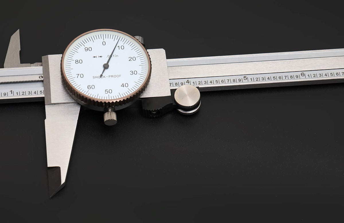 0-8'' by 0.001'' Precision Dial Caliper, Stainless Steel K63662