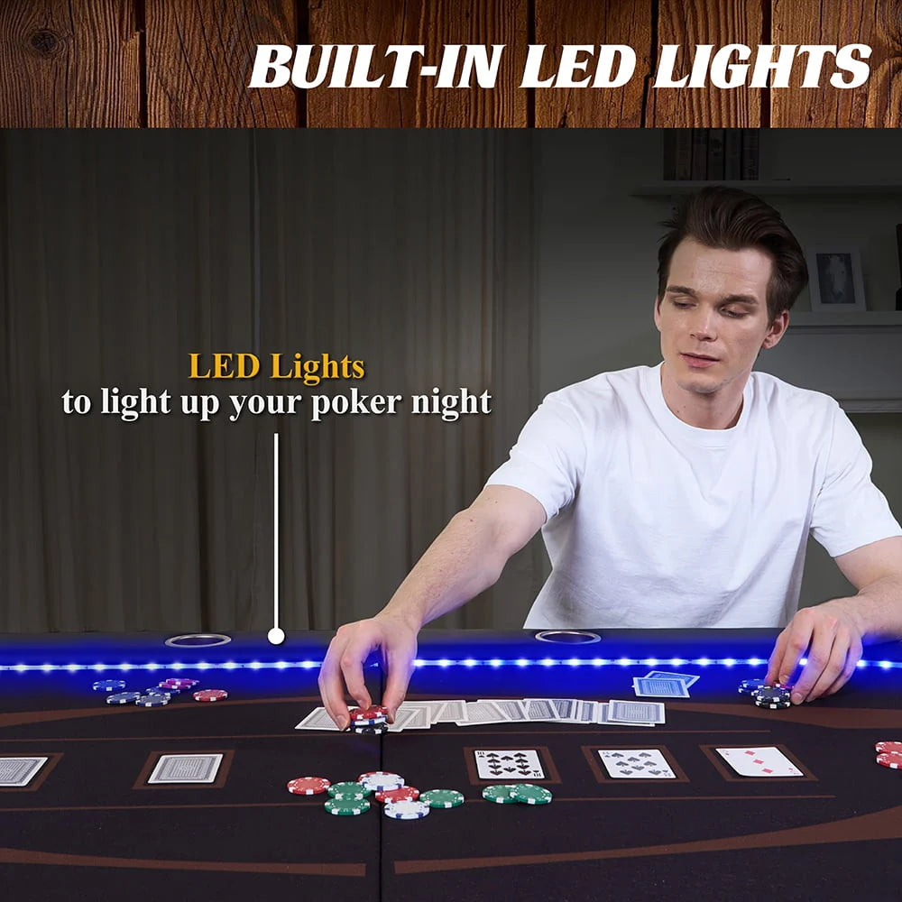 10-Player Poker Table with LED Lights B260