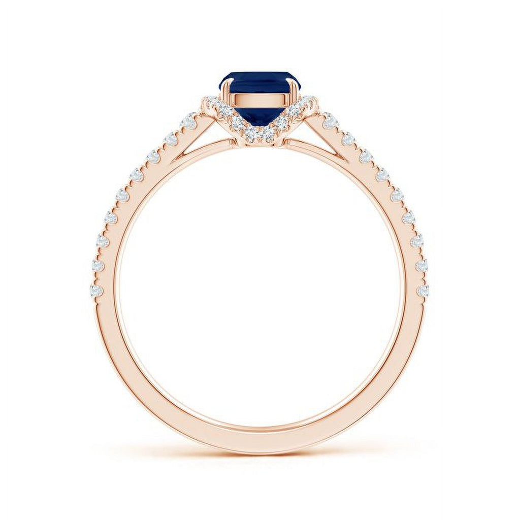 1.26CT Sapphire & Natural Diamond Halo Ring 14K Rose Gold S680443