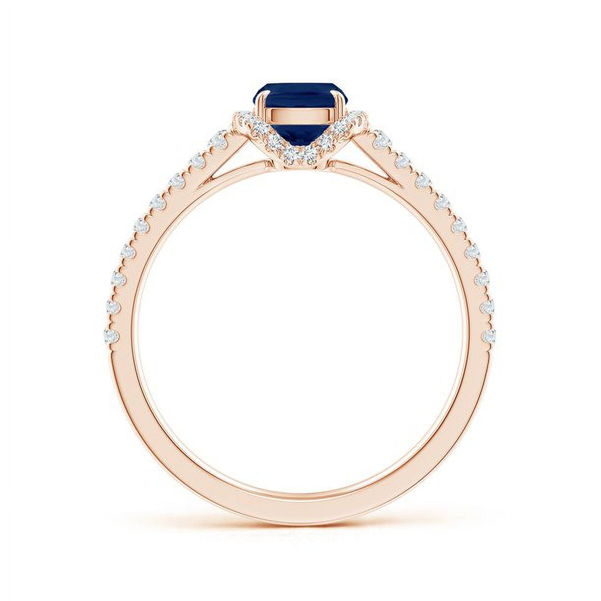1.26CT Sapphire & Natural Diamond Halo Ring 14K Rose Gold S680443