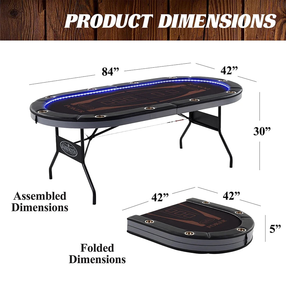 10-Player Poker Table with LED Lights B260